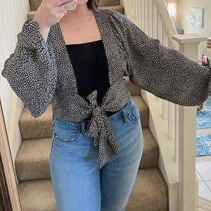 Flowy sleeve wrap top